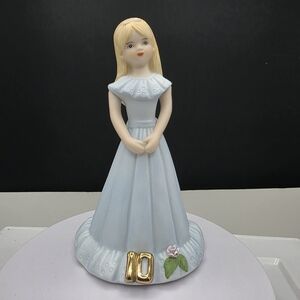 VTG 1981 Enesco Growing Up Birthday Girl Porcelain Age 10 Blonde E-2310 NiB